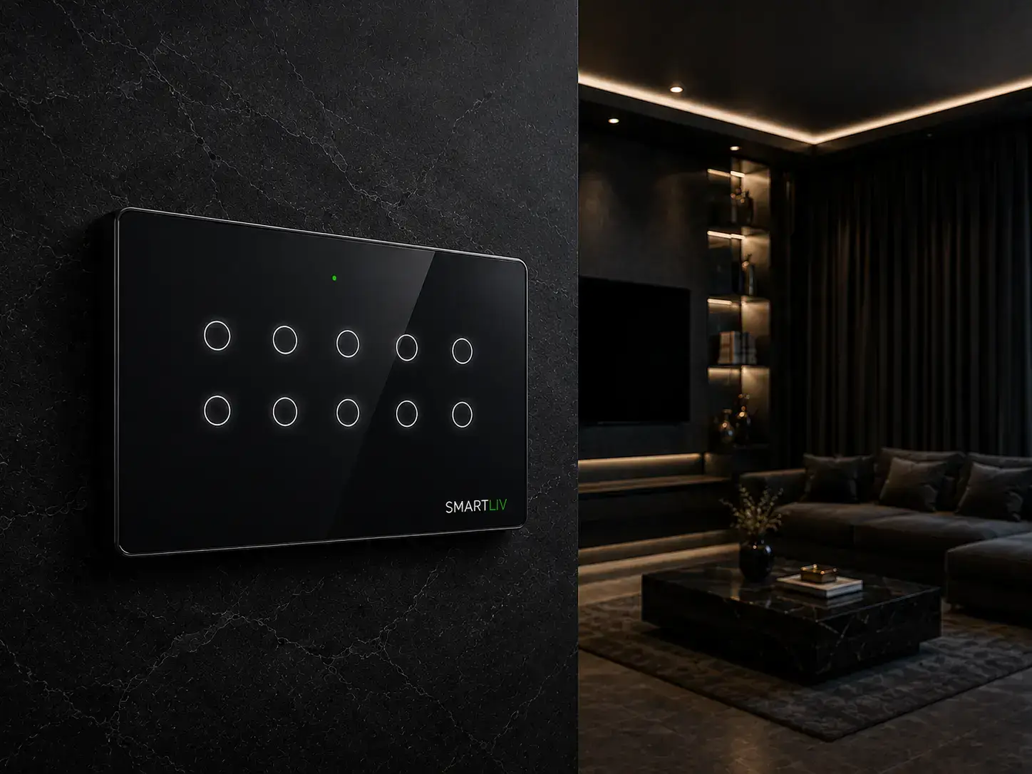 SmartLiv switch — Obsidian Black finish