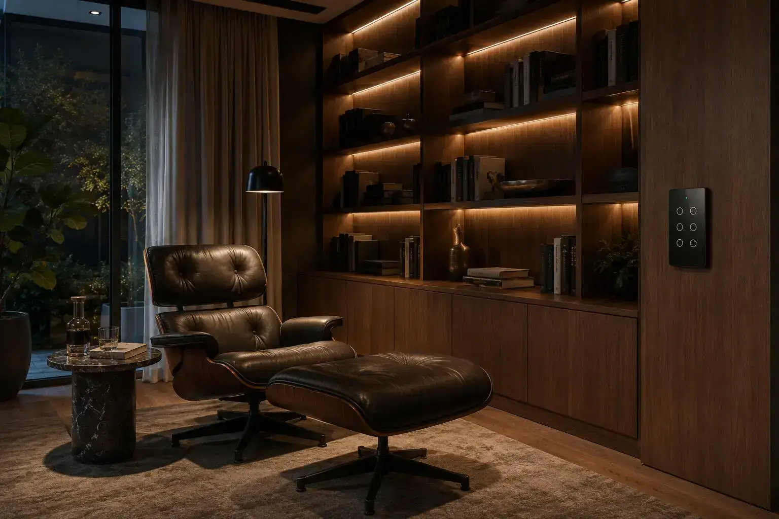 Minimal home office powered by SmartLiv smart touch switches