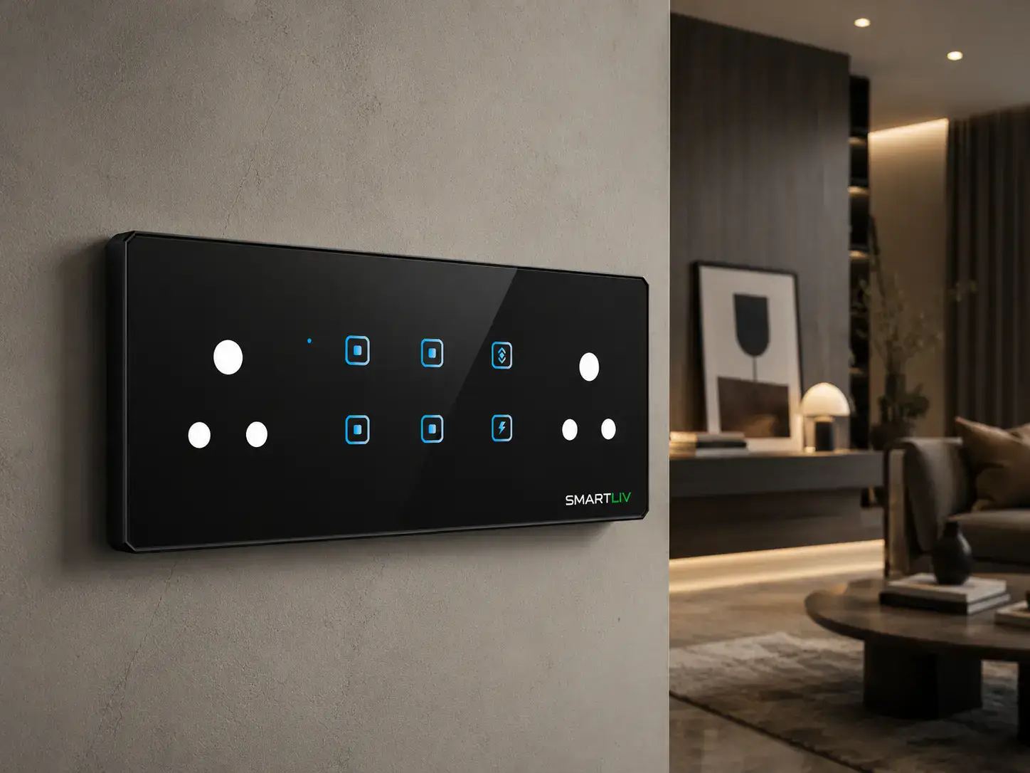 8-Gang Touch Switch - black colour