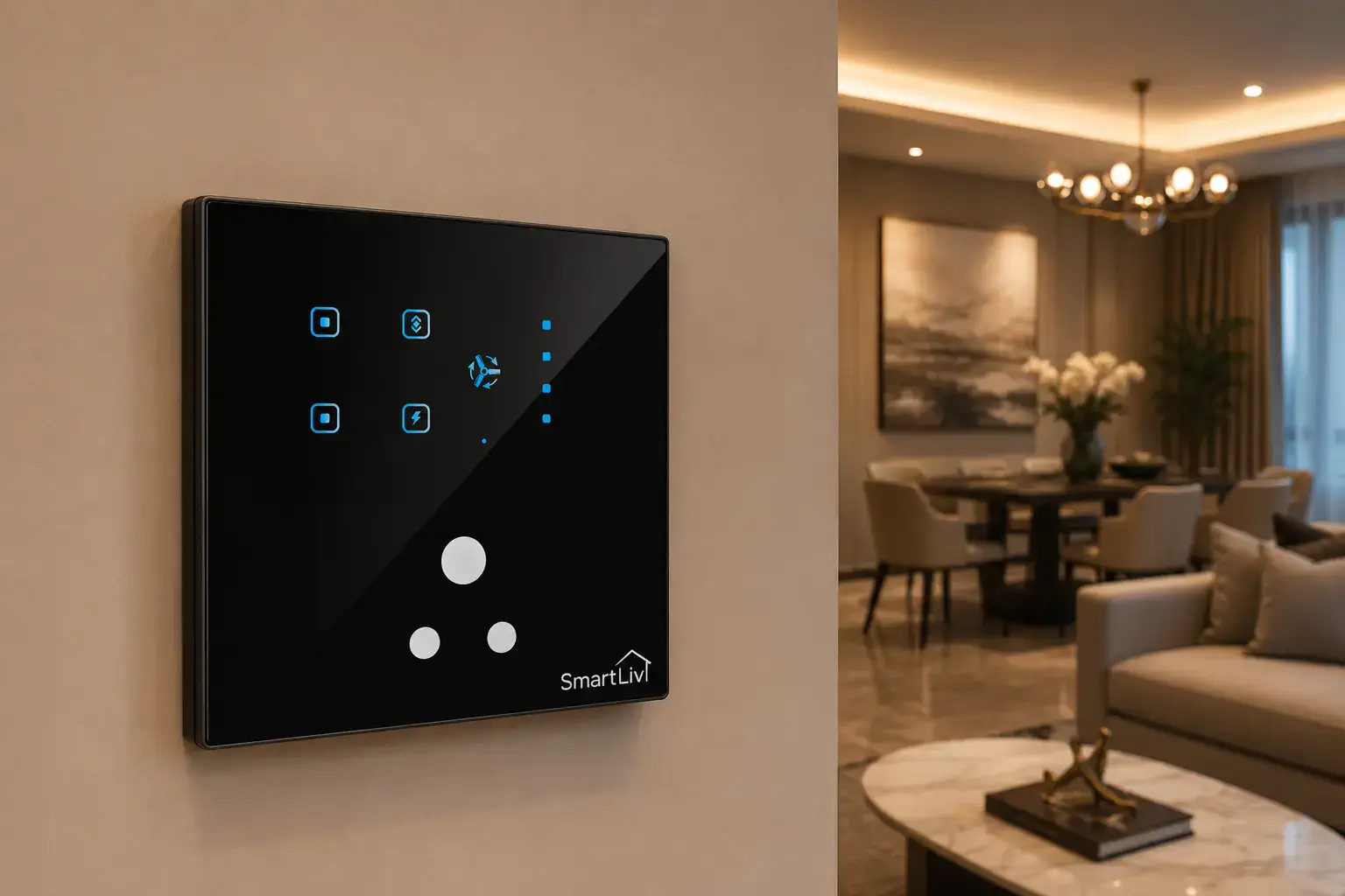 5-Gang Touch Switch - black colour